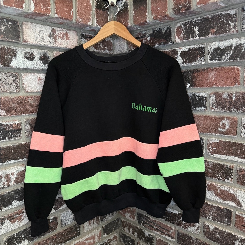 Vintage Bahamas Neon Retro Color Block 80’s 90’s Crewneck Sweater
